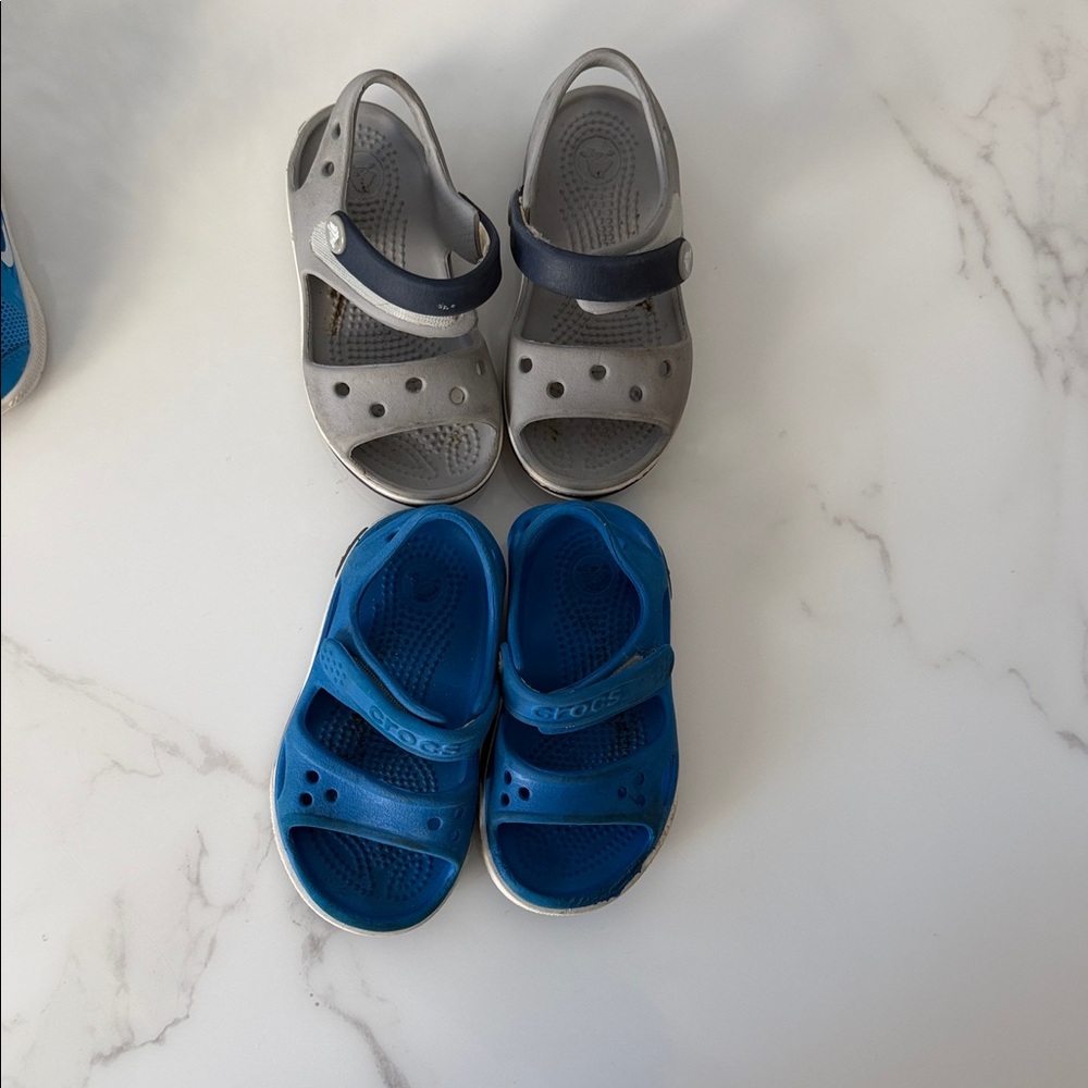 CROCS Kids Dual-Tone Sandals in Blue and Gray
